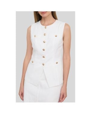 ZOE AND CLAIRE Button Up Vest - White