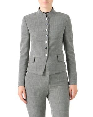 Akris Deva Check Stretch Wool Jacket - Gray