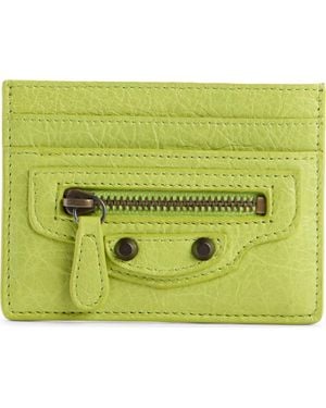 Balenciaga Le City Crackled Leather Card Case - Green