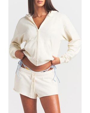 Skims French Terry Zip Up Hoodie - Natural