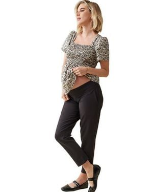 Ingrid & Isabel Short Sleeve Smocked Maternity And Nursing Top - Black