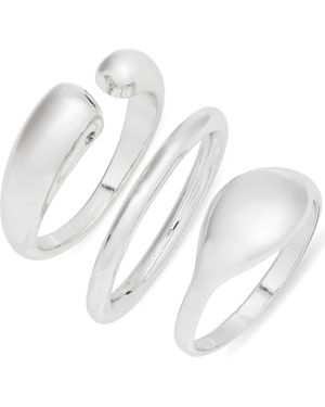 Nordstrom Set Of 3 Organic Teardrop Band Rings - White