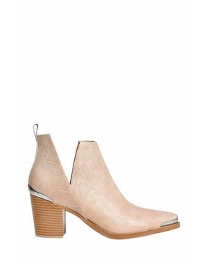 Belle & Bloom Austin Croc Embossed Ankle Boot - Natural