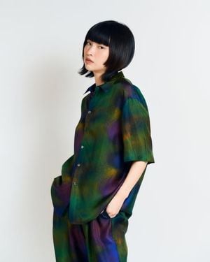Lost Pattern Brooklyn Oversized Silk Hawaii Shirt - Green