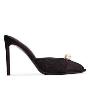 Black Suede Studio Debby 100 Mesh Mule - Black