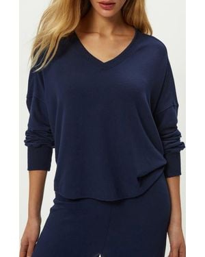 Michael Stars Vic Relaxed Brushed Jersey Top - Blue
