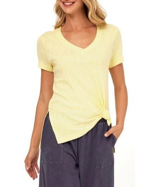 Threads For Thought Norma Textured Slubbed Cotton Blend T-Shirt - Yellow