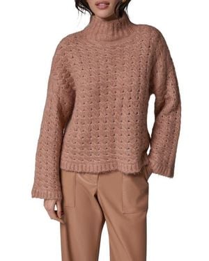 Donna Karan Basket Weave Turtleneck Sweater - Brown