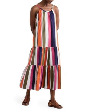 Seasalt Cornwall Alba Stripe Tiered Midi Dress - White