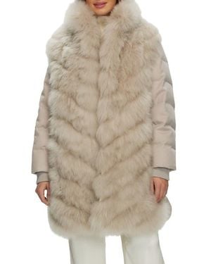 Gorski Genuine Shearling Diagonal Stroller With Cashmere Back And Sleeves - Natural