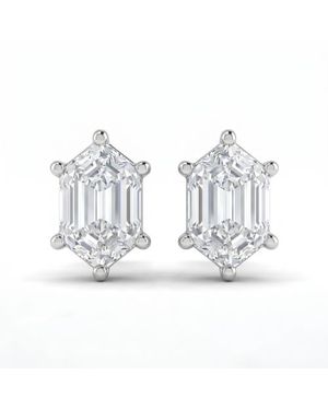 Bliss Diamond Certified 1Ct Tw Long Hexagon Diamond Studs 14K Earrings Lab Grown - White