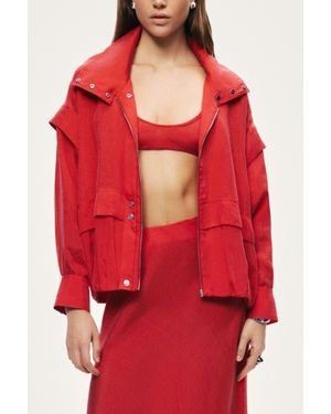 Nocturne Relaxed Zip Up Jacket - Red