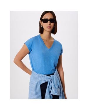 Whistles Willa V-Neck Cap Sleeve T-Shirt - Blue