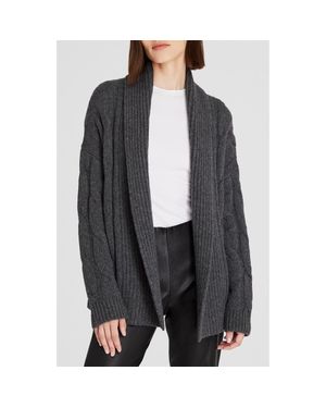 Club Monaco Cable Cashmere Open Front Cardigan - Black