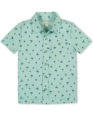 Hope & Henry Kids' Organic Short Sleeve Jersey Knit Shirt - Blue