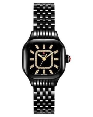 Michele Meggie Noir Diamond Dial Bracelet Watch, 29Mm - Black