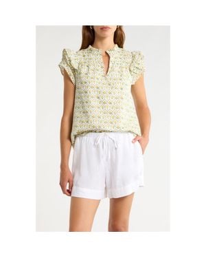 Sugarlips Jaimie Stripe Ramona Ruffle Cotton Top - Natural