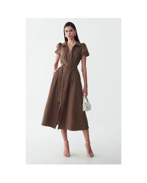 Willa Eliza Midi Dress - Brown