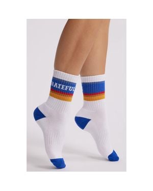 Friday Feelin Grateful Crew Socks - Blue