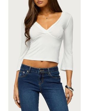 Edikted Mar V-Neck Top - White