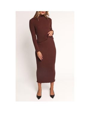 Petal & Pup Payton Mock Neck Top & Maxi Skirt Rib Set - Red