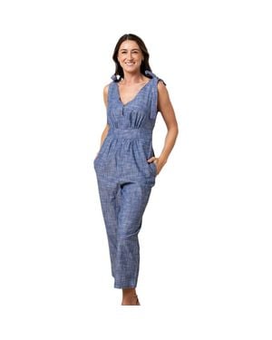 Hope & Henry Organic Bow Shoulder Jumpsuit - Blue
