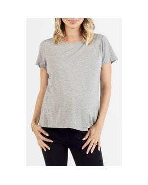 ANGEL MATERNITY Monique Maternity Nursing Petal Top - Gray