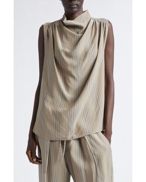 Kallmeyer Penny Stripe Sleeveless Draped Top - Natural