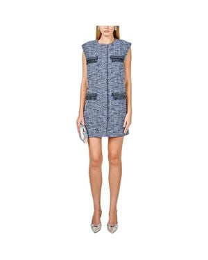 Endless Rose Metallic Tweed Sleeveless Minidress - Blue