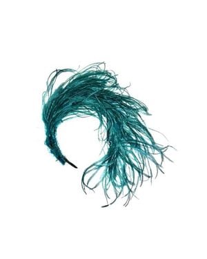 Binata Millinery Mari Ostrich Feather Headband - Blue