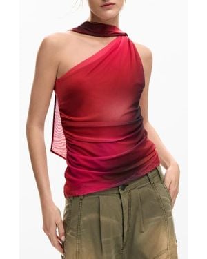 Desigual Asymmetric Sleeveless Top - Red
