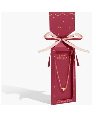 A Littles & Co. Christmas Gift Box 'Happy Holidays' Necklace - Red