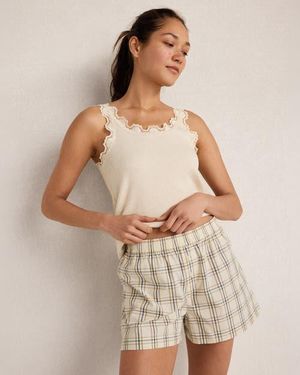 Haven Well Within Resti Organic Cotton Poplin Plaid Boxer Shorts - Brown