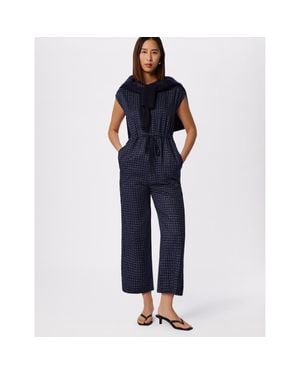 Whistles Grid Print Sleeveless Jumpsuit - Blue