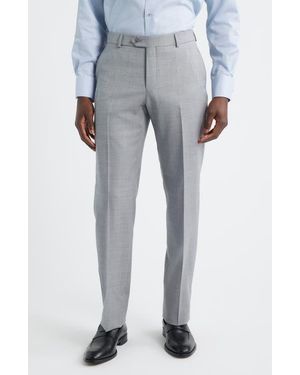 Berle Flat Front Super 120S Wool Dress Pants - Gray