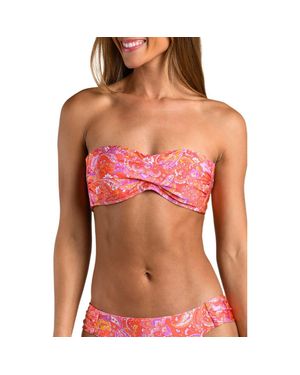 Sunshine 79 Paisley Daze Bandeau Bikini Top - Red