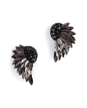 Deepa Gurnani Perry Wing Drop Earrings - Black