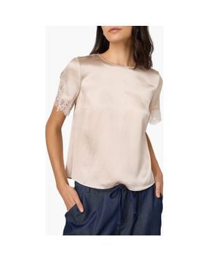 Cami NYC Marguerite Lace Detail Silk Top - Natural