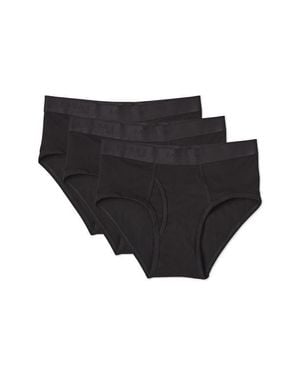 Memoi Assorted 3-Pack Cool Stretch Cotton Briefs - Black