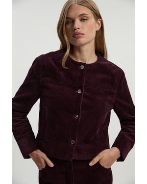 Karen Millen Cord Collarless Tailored Jacket - Purple