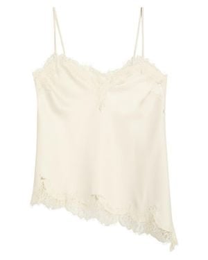 Open Edit Lace Trim Satin Camisole in Blue | Lyst