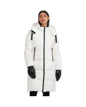 Pajar Zaniah Mixed Media Quilted Puffer With Detachable Hood - White