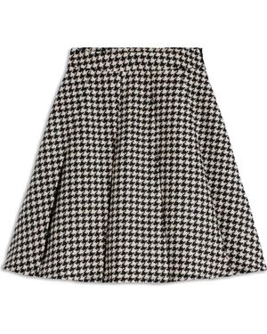 Boden Houndstooth Check Wool Skirt - Black