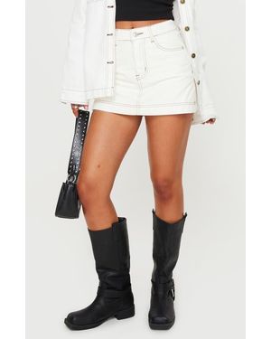 Princess Polly Katlynne Denim Miniskort - White