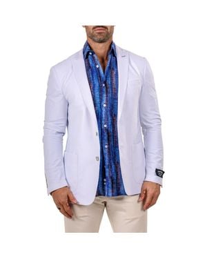 Maceoo Unconstructed Marthyr030 Stretch Peak Lapel Blazer - Blue