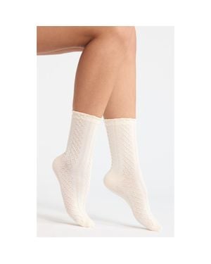 BP. Pretty Cable Crew Socks - White