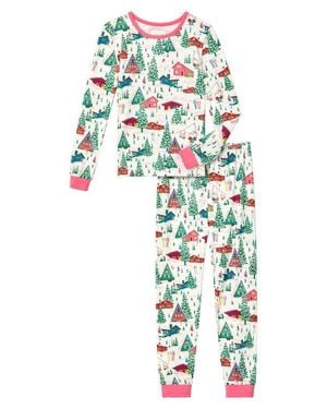 Bedhead Kids' Festive Print Fitted Two-Piece Pajamas - White