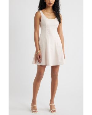 Open Edit Seam Fit & Flare Poplin Minidress - White