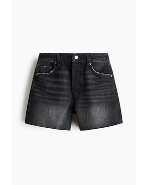 H&M Raw-Edge Denim Shorts - Black
