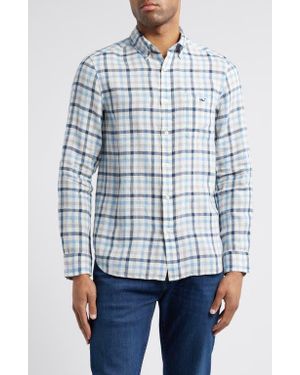 Vineyard Vines Slub Linen Button-Down Shirt - Blue